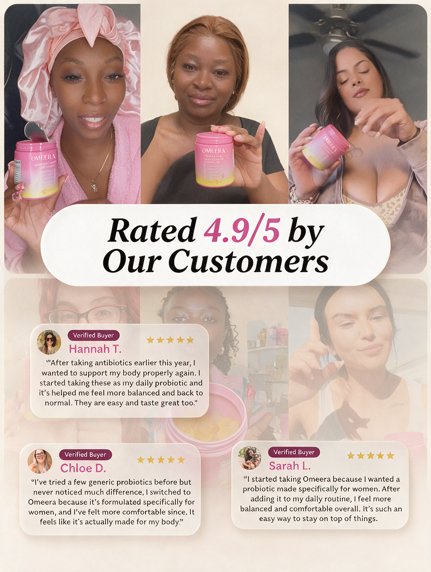 Omeera's Womens Probiotic Gummies + Slippery Elm