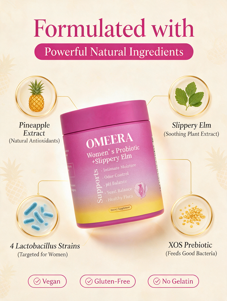 Omeera's Womens Probiotic Gummies + Slippery Elm