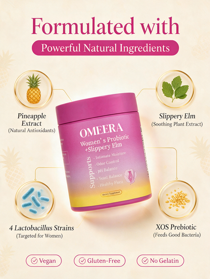 Omeera's Womens Probiotic Gummies + Slippery Elm